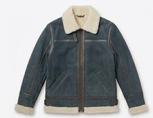 Blouson Bomber Homme en Cuir Véritable Premium avec Fermeture Éclair, Doublure Douce en Fausse Fourrure Polyester, Chaleur Hivernale, Style Streetwear, Séchage Rapide - Product Image 1