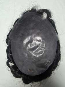 Prothèse capillaire pour hommes en cheveux humains Remy, base en dentelle et PU, à peau fine, avec boucles en V, ondulations profondes lâches, densité 100%, cheveux raides, 8X10 - Product Image 3