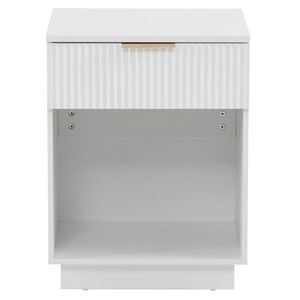 โต๊ะข้างเตียงสีขาวแบบลิ้นชักเดียวพร้อมชั้นวาง - Product Image 2