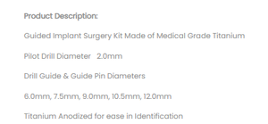 Kit de Posicionamiento para Implantes Dentales, Sistema de Perforación Quirúrgica Guiada con Brocas de Acero Inoxidable, Pines Guía OEM Zelmi Surgical - Product Image 2