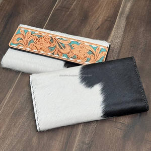 2025 nouveauté cuir repoussé à la main RFID longs sacs à main à trois volets peau de vache porte-carte de crédit portefeuille en cuir véritable femmes embrayages - Product Image 5