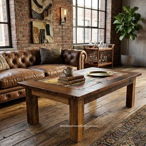 Durable Wood <b>Rustic</b> <b>Coffee</b> <b>Table</b> Knockdown Handcrafted Minimalist Vintage Industrial Living Room Furniture Reclaimed Boat Wood - Product Image 4