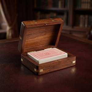 Boîte de rangement pour cartes à jouer en bois, boîte de rangement pour poker avec incrustation en laiton de luxe, logo personnalisé, support décoratif traditionnel - Product Image 3