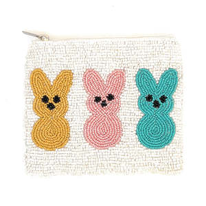 Handmade Beaded Bunny Pouch <b>Easter</b> Rabbit Clutch Cute Animal Coin Purse Colorful Kids <b>Gift</b> Zipper Wallet Mini Bead <b>Bag</b> Trendy - Product Image 2