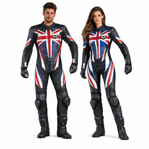 Traje de Motociclismo de Cuero Estilo Americano para Hombre y Mujer, Traje de Motociclista de Una Pieza con Bandera Americana y Protección CE - Product Image 5