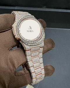 Reloj de Lujo de Acero Inoxidable con Diamantes Moissanite VVS Cuadrados Mecánicos de la Mejor Calidad, Cristal de Zafiro en Oro Rosa Helado, Venta al por Mayor - Product Image 6