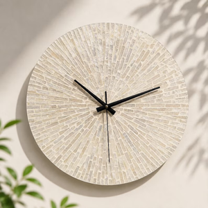 Horloge murale ronde de luxe en nacre artisanale pour la décoration de la maison, salon, chambre à coucher, prix de gros de l'usine du Vietnam - Product Image 3
