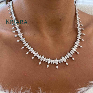 Moissanite <b>Statement</b> <b>Necklace</b> S925 Silver Rhodium Plated Marquise Cut Water Drop Design Women's Luxury Jewelry - Product Image 4