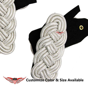 KEW - Par de Epaulettes Personalizables de Alambre de Plata Trenzado con Cordón Negro en la Parte Posterior, Elegantes, Estilo Alemán - Product Image 2