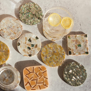 Posavasos de nácar hechos a mano, vajilla decorativa de nácar, posavasos de nácar para bebidas - Product Image 6