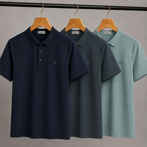 Chemise boutonnée à manches longues pour homme, coupe classique, couleur unie, logo brodé sur le devant, décontractée, tissée, extensible, respirante - Product Image 2