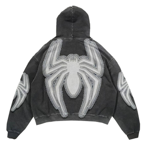 Sudadera con Capucha Oversize Unisex Estilo Urbano con Logotipo Bordado y Bolsillo, Gris, Felpa Francesa, Manga Regular, Ecológica, 80% Algodón - Product Image 5