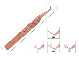 Pinzas de extensión de pestañas personalizadas de oro rosa Fácil agarre Fibra de volumen de acero inoxidable Fabricante al por mayor de pestañas - Product Image 3