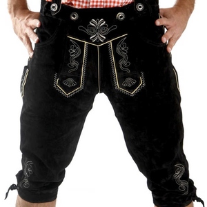 Lederhosen Negros Bordados para Hombre con Camisa a Cuadros Roja, Traje Tradicional Alemán, Ropa Casual, Estilo Otoñal - Product Image 6