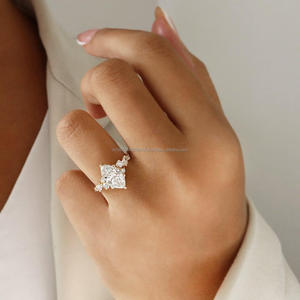 Bague de fiançailles unisexe IGI/GIA Lab Grown Marquise en or jaune 14 carats, bague de fiançailles vintage pour mariage, anniversaire et fête - Product Image 3