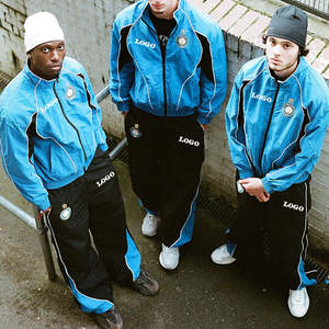 Conjunto Deportivo de Invierno para Hombre, Corte Cuadrado, Logotipo Personalizable, Cuello Alto, Forro Polar de 300g, Nylon, Ropa Deportiva para Exteriores - Product Image 2