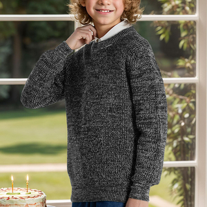 Pull-over en coton 100% pour l'école, col rond, tricoté, à manches longues, uniforme pour garçons - Product Image 4
