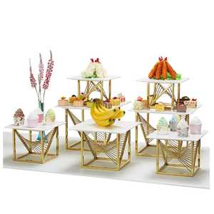 Ensemble de supports à gâteaux, assiettes de présentation de desserts, porte-cupcakes, pour mariage, fête d'anniversaire, plusieurs tailles, élégant, en métal, décoration de cuisine - Product Image 3