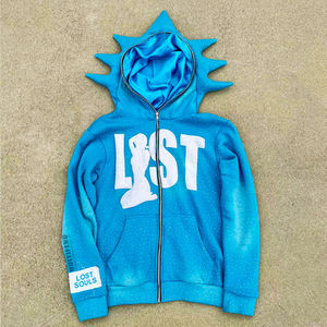 เสื้อฮู้ดซิปผู้ชายแบบหนาสำหรับฤดูหนาว พร้อมฮู้ดลายหนาม 3 มิติ สไตล์สตรีทแวร์ รับทำโลโก้ตามสั่ง บริการ OEM - Product Image 2