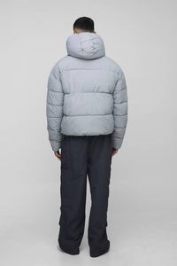 Veste matelassée en toile imperméable à capuche pour homme, sur mesure, en gros, pour l'hiver, streetwear de plein air - Product Image 2