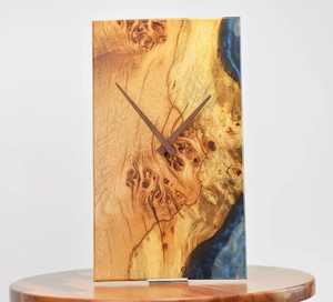 Luxury White Pearlescent Epoxy Resin Wall <b>Clock</b> Live Edge Burl Wood Round Silent <b>Clock</b> with <b>Large</b> Numbers for Modern Home Art - Product Image 4