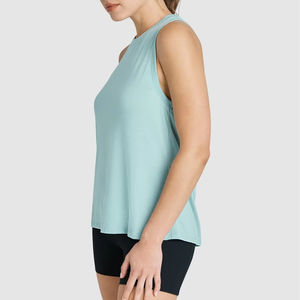 Camiseta de Tirantes Corta de Verano para Mujer, de Alta Calidad, con Logotipo Personalizado Bordado, Informal, de Algodón y Poliéster, Ropa Deportiva, Cuello Redondo - Product Image 2