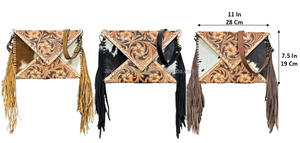 Sac à bandoulière en cuir véritable fait main pour femmes, en stock, vente en gros, sac à main à franges en cuir de vache véritable - Product Image 2