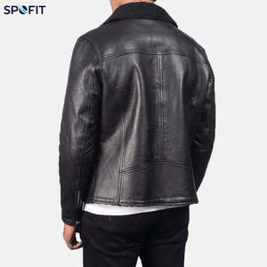 Chaqueta de Moto Personalizada de Cuero Genuino con Forro de Piel Sintética, Cierre de Cremallera, Cuello Plegable, Resistente al Viento, para Otoño - Product Image 2