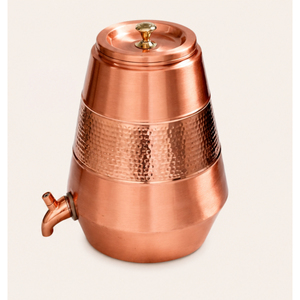 Handcrafted Pure Copper Water Dispenser with Tap Ayurvedic Copper Water Tank Hammered Finish Antimicrobial Storage Container - Product Image 5