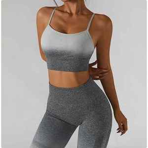 New Trending Article Wholesale Women Fitness Bodysuit New Knit Gradient Color High Waist Tight Exercise Yoga <b>Jumpsuit</b> Sportswear - Product Image 6