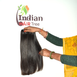 Extensions de cheveux humains vierges indiens Remy 100% alignés sur les cuticules, coupe droite, couleur noire, 10-36 pouces, lisses et soyeux - Product Image 3