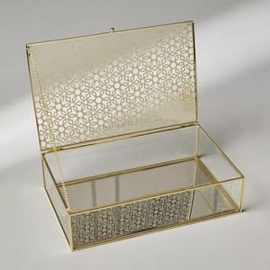 Décorations de maison modernes et luxueuses, boîte de rangement design en laiton et en verre pour bijoux et cosmétiques - Product Image 2