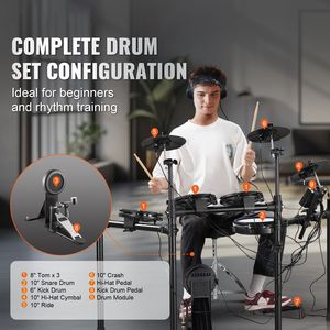 Batteria Elettronica Pieghevole 32 Kit di Percussioni 480 Suoni USB MIDI 10 Tamburi Silenziosi in Mesh Kit Batteria Elettronica Portatile - Product Image 2