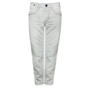 Jean en denim blanc coupe slim jambe droite taille haute style décontracté avec détails patchwork en tissu de coton pour l'été - Product Image 4