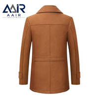 Manteau trench mi-long pour homme en mélange de laine, veste décontractée chic à col rabattu pour l'hiver