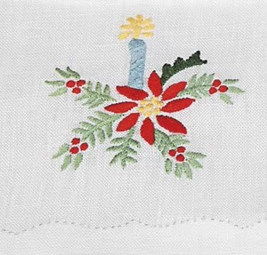 Serviette de bar pliée en lin brodée main, motifs de Noël modernes, personnalisable, réutilisable, ourlet festonné, 6x9 pouces, vente en gros - Product Image 4