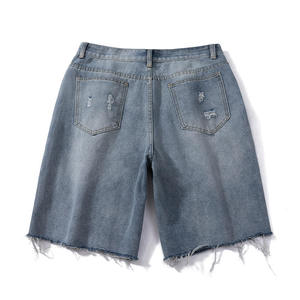 Shorts en jean déchirés taille haute pour homme, style décontracté d'été, en coton tissé - Product Image 4
