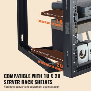 Rack de pared de acero al carbono de 9U con marco abierto para servidor, jaula de red con tuercas, capacidad máxima de carga de 150 lb/68.04 kg, 20.9 para uso de datos - Product Image 6
