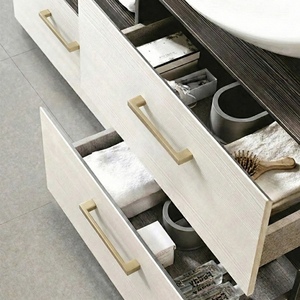 Poignée de meuble rectangulaire moderne et minimaliste en alliage de zinc, finition champagne, pour cuisine, salle à manger, armoire, commode, salle de bain - Product Image 6