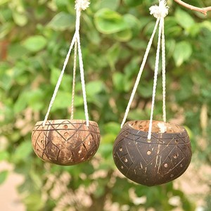 Mini maceta hecha a mano más vendida, macetas de jardín colgantes de cáscara de coco natural, suministros de jardines ecológicos - Product Image 2