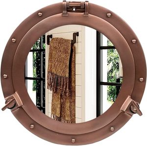 Whitecap Teak <b>Porthole</b> <b>Mirror</b> Nautical Wooden Wall <b>Mirror</b> with Brass Finished Coastal Home Decor - Product Image 4