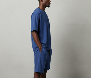 Custom Made Washed Vintage American Streetwear Men's Short Sleeve Shorts <b>Set</b> Distressed Custom Logo Casual Outdoor Travel <b>Set</b> - Product Image 5