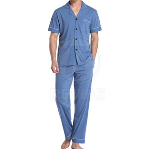 Pyjama d'été pour homme en coton 100% premium, respirant, écologique, taille élastique, élégant, personnalisable - Product Image 3