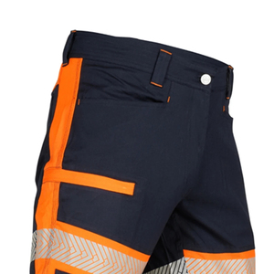 Men's High Visibility Reflective <b>Work</b> <b>Pants</b> With <b>Cargo</b> Pockets Orange Navy Color Blocked Breathable Oxford Fabric - Product Image 4