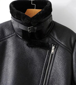 <b>Women</b> Genuine Leather Eco-Friendly <b>Vintage</b> Bomber <b>Jacket</b> with Fur Trim Zipper Closure Winter Wear Moto Biker Style - Product Image 4