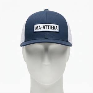 Casquette de baseball pour homme bleu marine avec dos en maille blanche, fermeture snapback, patch personnalisé, style streetwear décontracté - Product Image 3