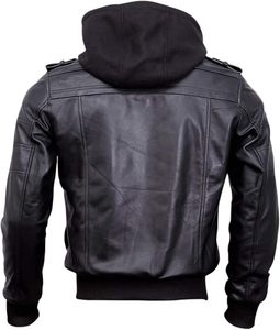Chaqueta Bomber de Cuero Vacuno Marrón para Hombre, Cuello Camisero, Cierre de Cremallera, Estilo Vintage, Corte Regular, para Otoño - Product Image 3