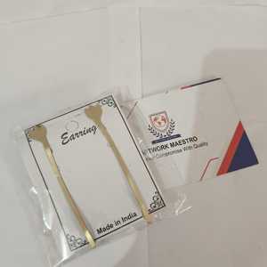 Ornate <b>Indian</b> Arisans worked Brass Handmade Fancy New Design Ear <b>rings</b> By Skilled <b>Indian</b> Artisans With Gold Plated Fashion Shine - Product Image 3