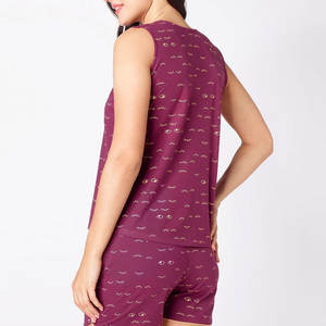 Conjunto de Shorts sin Mangas para Mujer, Estilo Urbano Moderno y Relajado, Ropa Cómoda y Suave para Estar en Casa - Product Image 3