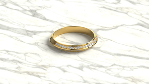 Anillo de Diamantes Redondos Modernos de Oro de 18K, Anillo de Boda con Doble Hilera de Micro Pavé, Anillos de Eternidad Geométricos Apilables, Joyería para Mujer, Regalo - Product Image 3